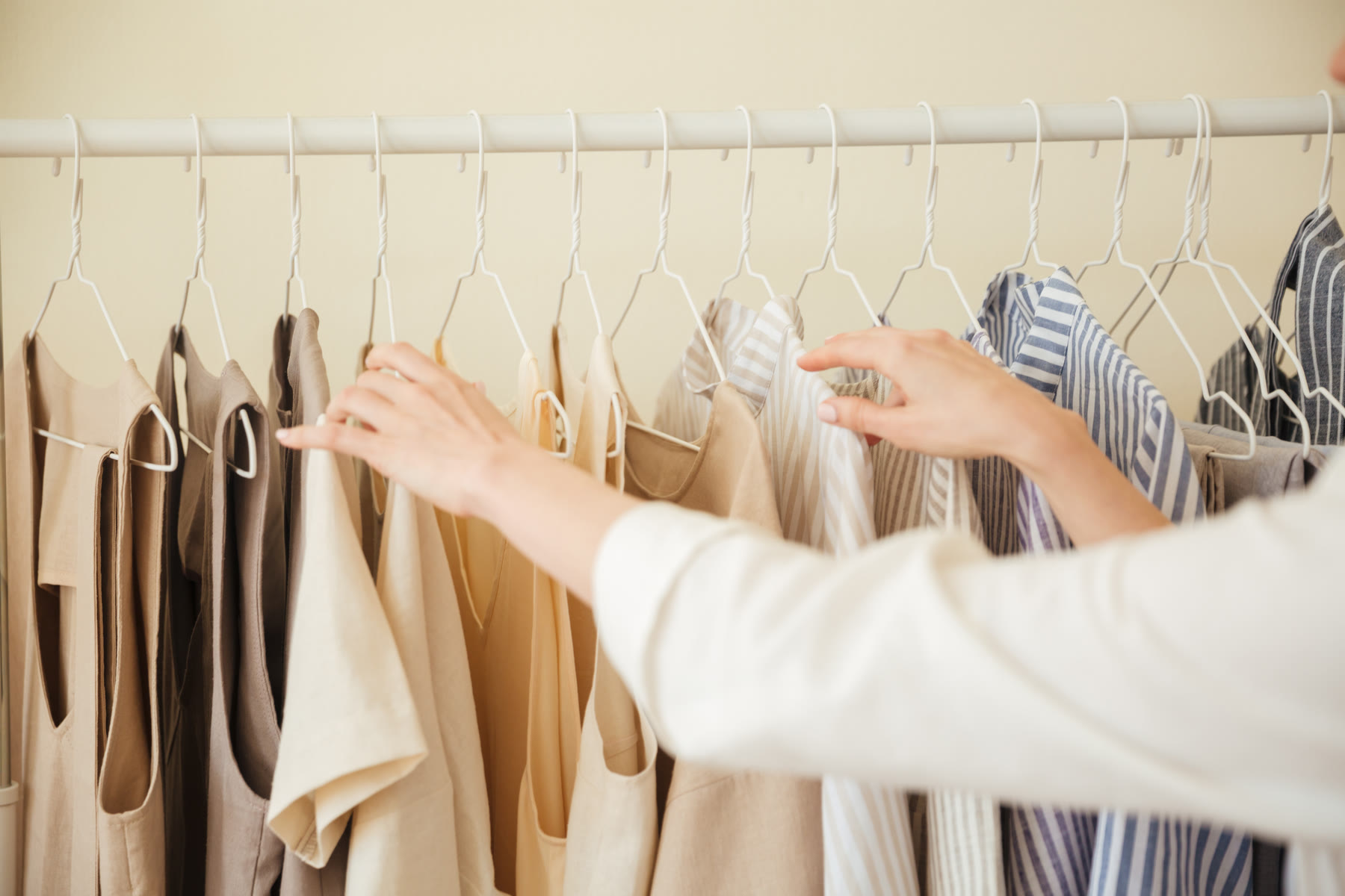 Freshly cleaned garments on a rail